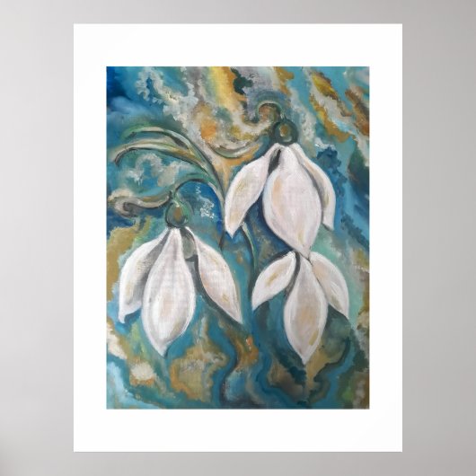 Sneeuwklokjes in de smaragdgroene tuin poster (Voorkant)