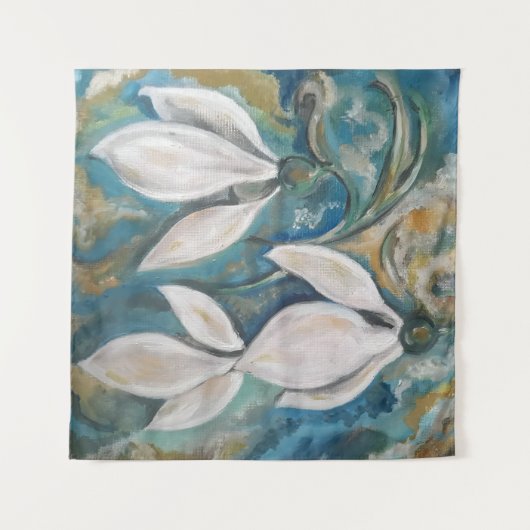 Sneeuwklokjes in de smaragdgroene tuin wandkleed (Voorkant (horizontaal))