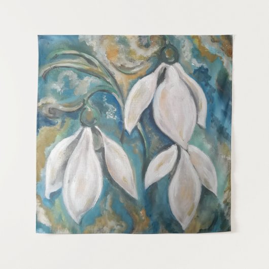 Sneeuwklokjes in de smaragdgroene tuin wandkleed (Voorkant)