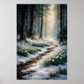 Sneeuwklokjes in Winterbos Poster (Voorkant)