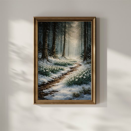 Sneeuwklokjes in Winterbos Poster