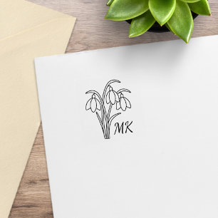 Sneeuwklokjes Lente Bloemen Monogram Beginletters Rubberstempel