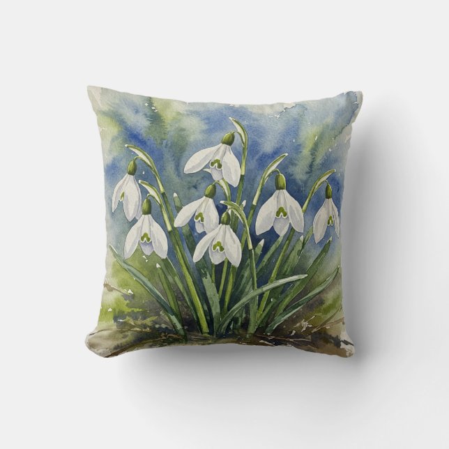 Sneeuwklokjes Spring Flower Pillow Kussen (Voorkant)