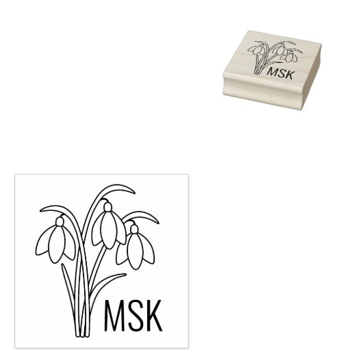 Sneeuwklokjes - Spring Flowers Monogram Initialen Rubberstempel (Gestempeld)