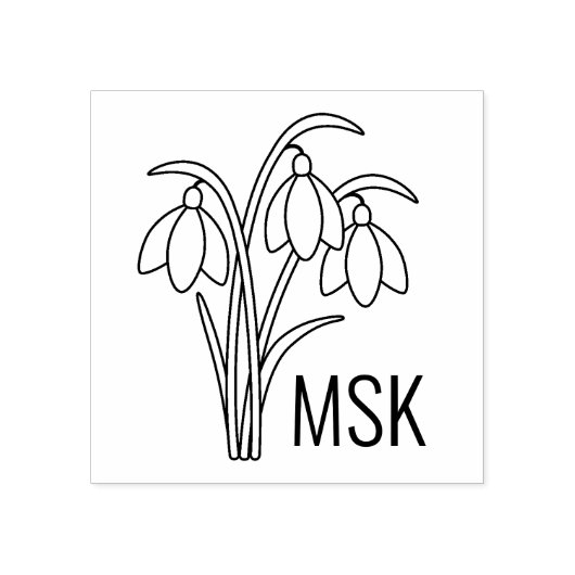 Sneeuwklokjes - Spring Flowers Monogram Initialen Rubberstempel (Afrduk)