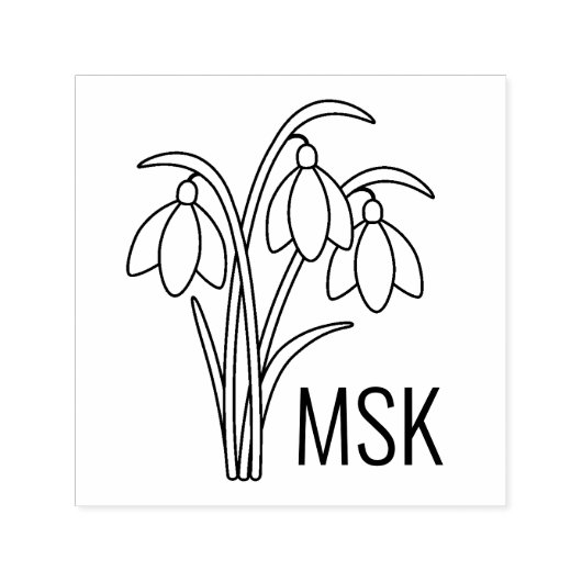 Sneeuwklokjes - Spring Flowers Monogram Initialen Zelfinktende Stempel (Design)