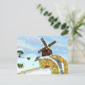 Sneeuwklokjes windmolen briefkaart (Staand voorkant)
