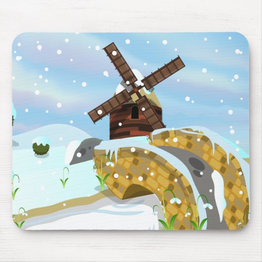 Sneeuwklokjes windmolen muismat (Voorkant)