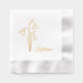 Sneeuwklokjes Winter Bloemen Naam Folie Servetten (Voorkant)