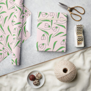 Sneeuwklokpatroon op Blush Pink Cadeaupapier