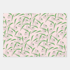 Sneeuwklokpatroon op Blush Pink Inpakpapier Vel