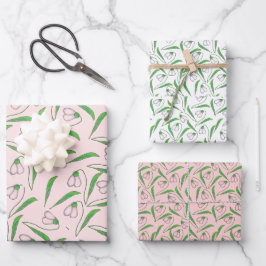 Sneeuwklokpatroon op Blush Pink Inpakpapier Vel