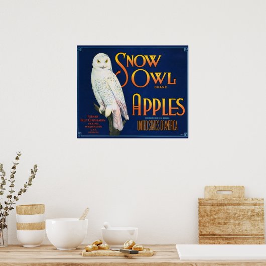 Sneeuwknollen  kratellabel voor appels poster (Keuken)