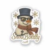 Sneeuwknuffel Glitter Sneeuwman Sticker (Voorkant)