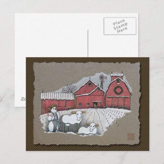 Sneeuwkoeien en -Barn Briefkaart (Voorkant / Achterkant)