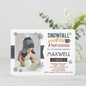 Sneeuwkoekjes en cacaowinter Foto Birthday Party Kaart (Staand voorkant)