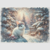 Sneeuwkonijn in kerst bos decoupage tissuepapier (Voorkant)