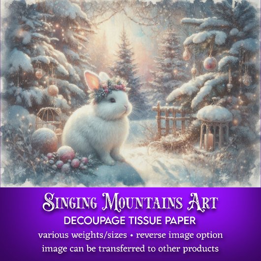Sneeuwkonijn in kerstbos Decoupage Tissuepapier