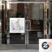 Sneeuwkonijn Kerstmis Venster Cling Raamsticker (Kantoordeur)