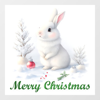 Sneeuwkonijn Vrolijk Kerstmis Venster Cling Raamsticker