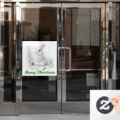 Sneeuwkonijn Vrolijk Kerstmis Venster Cling Raamsticker (Kantoordeur)