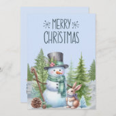 Sneeuwkonijn vrolijke kerst Kaart (Voorkant / Achterkant)