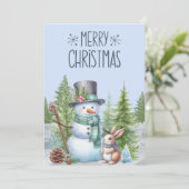 Sneeuwkonijn vrolijke kerst Kaart (Staand voorkant)