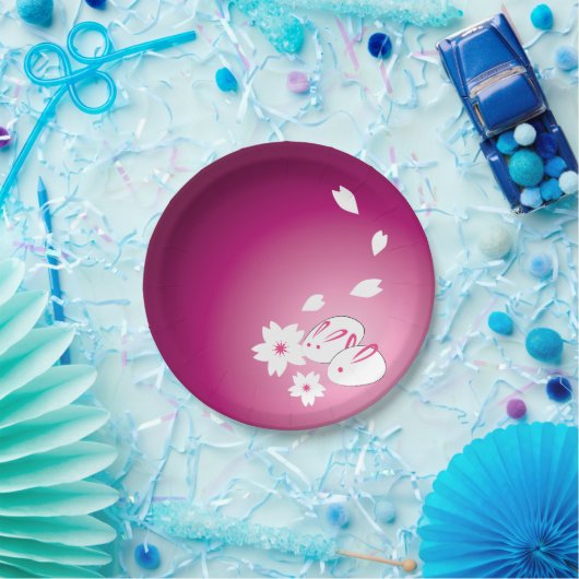 Sneeuwkonijnen en Sakura Papieren Bordje (Feest)