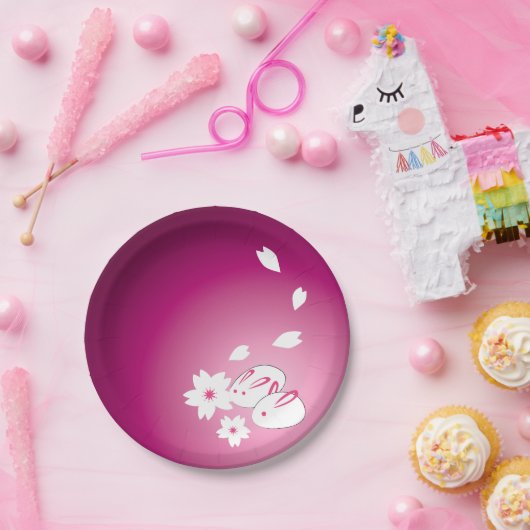 Sneeuwkonijnen en Sakura Papieren Bordje (Feest)