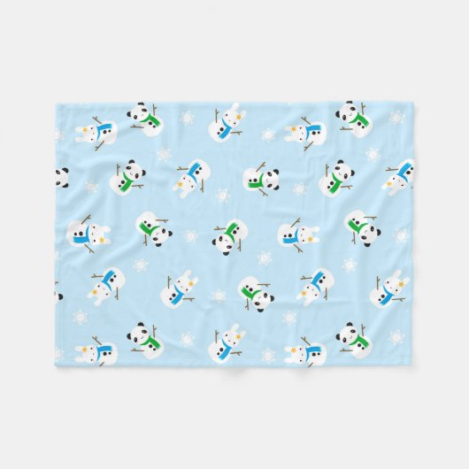 Sneeuwkonijnen en sneeuwpanda's fleece deken (Voorkant (Horizontaal))