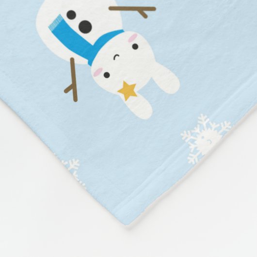 Sneeuwkonijnen en sneeuwpanda's fleece deken (Hoek)