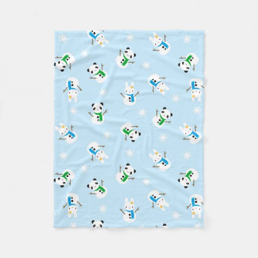 Sneeuwkonijnen en sneeuwpanda's fleece deken (Voorkant)