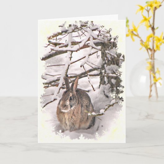 Sneeuwkonijnenvaderdag Kaart (Gele Bloem)