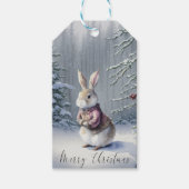 Sneeuwkonijntje Kerstmis Cadeaulabel (Voorkant)