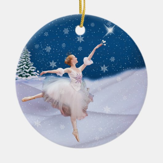 Sneeuwkoningin Ballerina kerstversiering Keramisch Ornament (Voorkant)