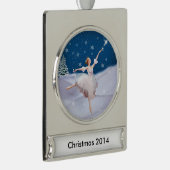 Sneeuwkoningin Ballerina  tekst Verzilverd Banner Ornament (Rechts)