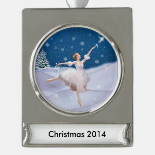 Sneeuwkoningin Ballerina  tekst Verzilverd Banner Ornament