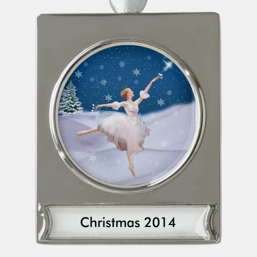 Sneeuwkoningin Ballerina  tekst Verzilverd Banner Ornament (Voorkant)