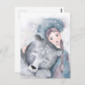Sneeuwkoningin en Polair Beer in Zachte Waterverf Briefkaart (Voorkant / Achterkant)
