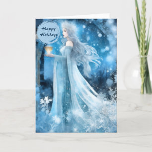 Sneeuwkoningin Fantasy Art - Mystieke Winter Godin Feestdagen Kaart