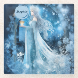 Sneeuwkoningin Fantasy Art - Mystieke Winter Godin Glazen Onderzetter