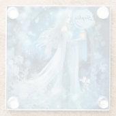 Sneeuwkoningin Fantasy Art - Mystieke Winter Godin Glazen Onderzetter (Achterkant)