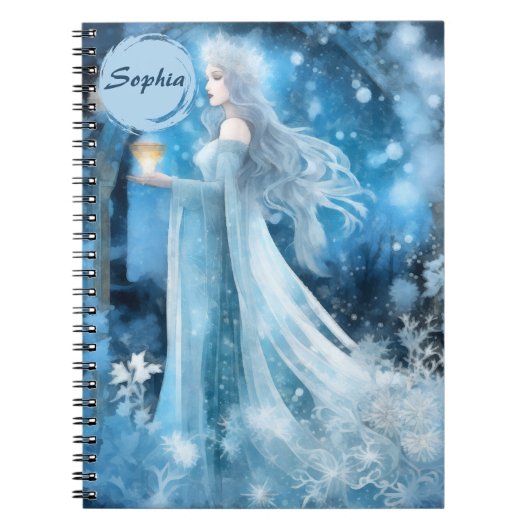 Sneeuwkoningin Fantasy Art - Mystieke Winter Godin Notitieboek (Voorkant)
