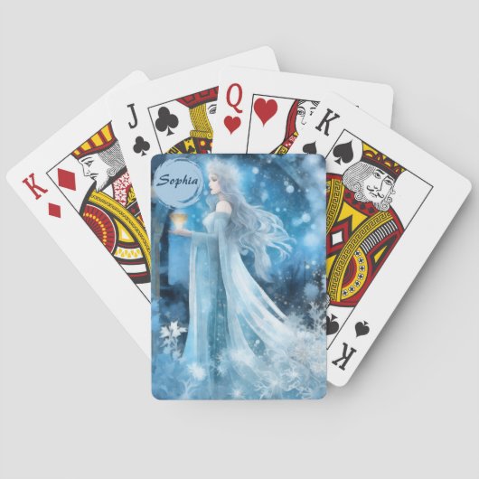 Sneeuwkoningin Fantasy Art - Mystieke Winter Godin Pokerkaarten (Achterkant)