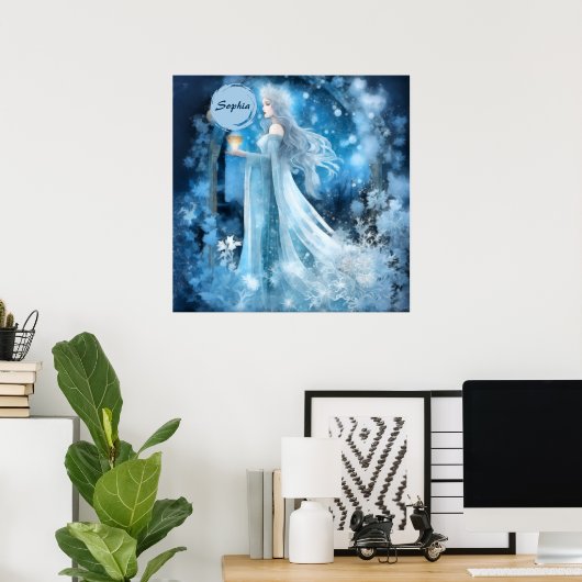 Sneeuwkoningin Fantasy Art - Mystieke Winter Godin Poster (Thuiskantoor)