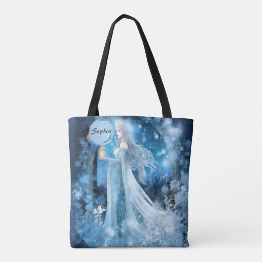 Sneeuwkoningin Fantasy Art - Mystieke Winter Godin Tote Bag (Achterkant)