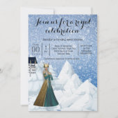 Sneeuwkoningin kasteel prinses thema feest blauw kaart (Voorkant)