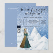 Sneeuwkoningin kasteel prinses thema feest blauw kaart (Voorkant / Achterkant)