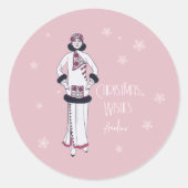 Sneeuwkoningin Kerst Ronde Sticker (Voorkant)