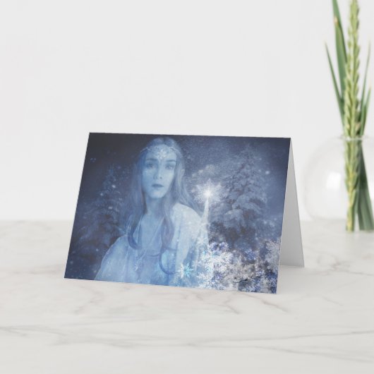 Sneeuwkoningin met kerstcadeaus bedankkaart (Voorkant)